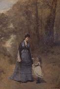 Jean Baptiste Camille  Corot Madame Stumpf et sa fille (mk11) oil painting picture wholesale